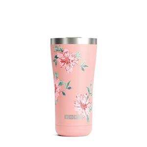 Zoku  Thermosbeker RVS, 550 ml, Roze Bloem Design, 3-in-1 - 