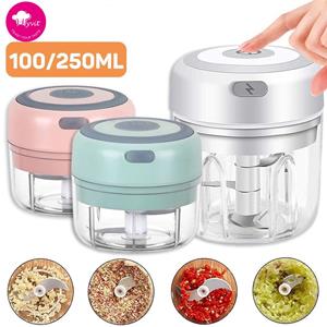 MYVIT 100 ml / 250 ml / set elektrische mini-knoflookstamper Chopper Draadloze draagbare vleeschopper Kruiden- en specerijenvoedselhakkers voor knoflookvegesaladepeper 100ml mintgroene kleur