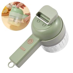 Tooarts Groentenhakker 4-in-1 draagbare draadloze elektrische hakmolenset met USB-voeding voor knoflook, chili-ui, selderij, gember, vlees new style groen