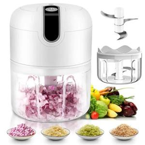 Living Mall Draagbare mini-voedselhakmolen met 3 lagen, 250 ml USB oplaadbare slimme elektrische stamperpers voor het hakken van knoflook, gehakt, ui, kruiden enz. 250ml-11.5x9.5x9.5cm roze