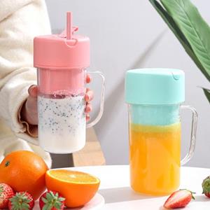 Deyishenghuo 420ML USB Krachtige extractor Elektrische sapcentrifuge Bekerblender Eenvoudige bediening met rietje Krachtige sapcentrifuge roze