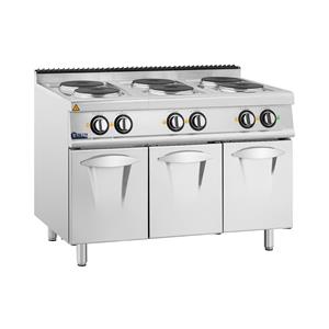 Commerciële elektrische kookplaat - 15.6 kW - 6 platen - basis kast - 