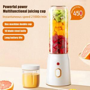 Darling Women Boutique A 450 ml elektrisch draagbaar roerwerk USB oplaadbare sapcentrifuge Hoge snelheid scherp mesontwerp Draadloos roerwerk Sapcentrifuge wit