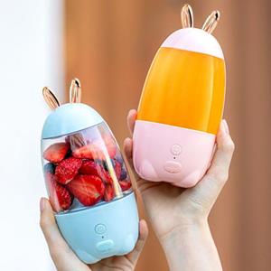 Darling Women Boutique A Mooie konijn oplaadbare sapcentrifuge huishoudelijke draagbare USB-beker fruitmengmixer blauw