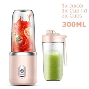 Elegant Living House Draagbare mixer met 6 messen Juicer-bekerset Oplaadbaar Auto buiten Klein huisblender Volautomatische smoothieblender Oranje fruitpers Reizen roze