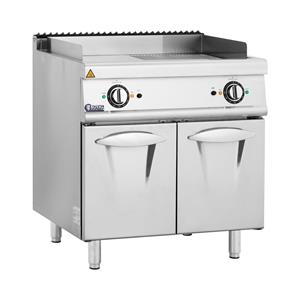 Royal Catering Dubbele elektrische grillplaat - 10,8 kW - glad & geribbeld - onderkast - 