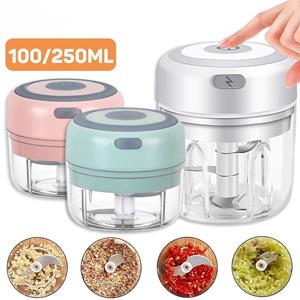 Houspace Kitchen 100 ml / 250 ml / set elektrische mini-knoflookstamper Chopper Draadloze draagbare vleeschopper Kruiden- en specerijenvoedselhakkers voor knoflookvegesaladepeper 100ml wit