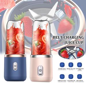 Polina 400ml draagbare elektrische sapcentrifuge 6 messen vruchtensapbeker USB oplaadbaar automatische kleine sapcentrifuge smoothie blender machine keukenmachine blauw