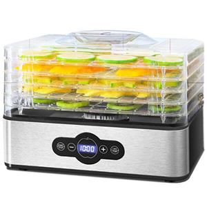 BES LED Voedseldroger - Aigi Crino - Voedsel Dehydrator - Droogoven - 5 Lagen - Zilver - RVS
