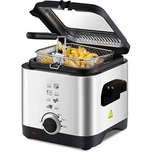 BES LED Frituurpan - Aigi Friny - Kijkvenster - 1.5 Liter - Zwart/Zilver