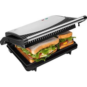 BES LED Contactgrill - Tosti Apparaat - Tosti Ijzer - Aigi Korky - Cool Touch - RVS - Zwart/Zilver