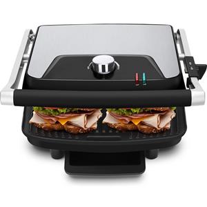 BES LED Contactgrill - Tosti Apparaat - Tosti Ijzer - Aigi Uzana - Cool Touch - RVS - Zwart/Zilver