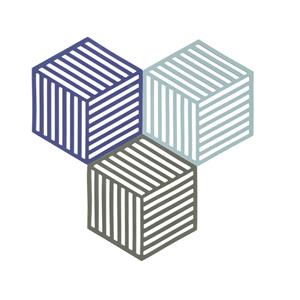 ZONE DENMARK Zone - Hexagon - Onderzetter Set/3 Indigo/Fog/Olive Taupe