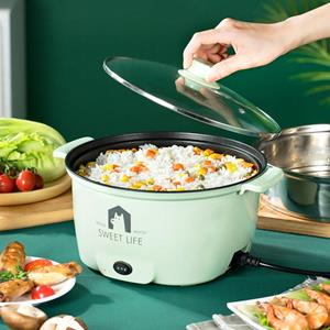 Houspace Kitchen Elektrische koekenpan Anti-aanbak Multifunctionele elektrische verwarmingspan Studenten mini elektrische pan Huishoudelijke pan met geïntegreerde elektrische kookplaat 20cm groen