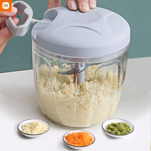 Xiaomi-1 500/900ML Knoflook Chopper Handmatig Draaien Groentensnijder Chopper Snijmachine Fruit Knoflook Crusher Keuken Gadget Blenders Vleesmolen 500ml blauw
