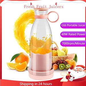 DC-HOME-4 40W USB-oplaadbare 6 elektrische sapcentrifuge Mini draagbare blender Fruitmixers Extractors Snelle elektrische blender Smoothie-ijsmachine roze