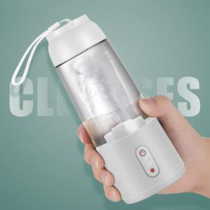 Factory Discount Outlet Draagbare sapcentrifuge USB oplaadbaar, persoonlijke maat sapcentrifuge voor shakes en smoothies, vier messen, krachtige snijcapaciteit, mini-sapbeker voor sport wit