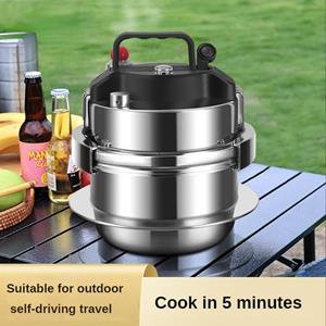 Refreshing Home 1,6L gasinductiekookplaat Universele mini roestvrijstalen snelkookpan Pot Soep Rijst Multifunctionele huishoudelijke stoofpan 1.6L