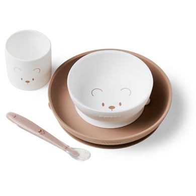 Nattou SILICON eetset 4-delig, wit/beige