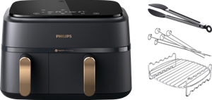 Philips 3000 series Dual Basket NA352/00 + Dubbellaagse kookset