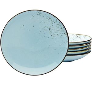 CreaTable Diep bord Dinerbord nature collection Bordenset voor 6 personen, ø 22 cm, aardewerk, diepe borden (set, 6 stuks)