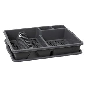 5five Afdruiprek/afwasrek met lekbak - donkergrijs - x x 9 cm - van kunststof - Afwassen -