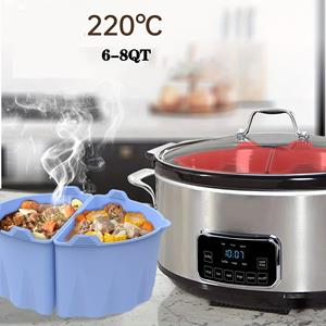 Living style Slowcooker Liners Compatibel met CrockPot 6-7 Quart Oval Slowcooker, Siliconen Verdeler Inzetstuk Herbruikbaar, Lekvrij, BPA Vrij, Vaatwasserbestendig zwart
