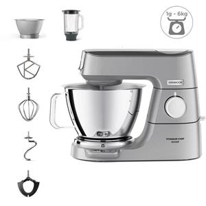 Kenwood KVC85.124.SI - Robot pâtissier Titanium Chef Baker - 2 bols en inox 3,5L et 5L - Balance intégrée 6kg - Blender 1,8L -
