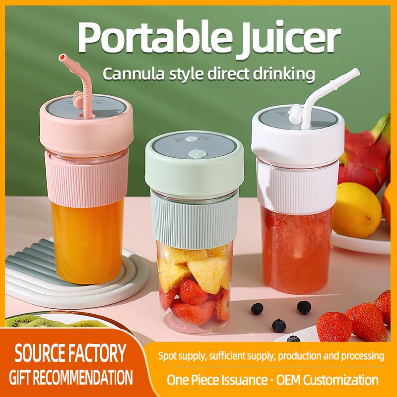 Darling Women Boutique A Draagbare Juicer Blender met Stro USB Oplaadbare Mini Juicer Cup Draadloze Elektrische Sap Machine voor Shakes Fruit Groente groen