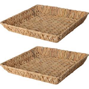 H&S Collection Broodmand - 2x - gevlochten riet - naturel - x x 6 cm -