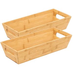 5five Broodmand Classic Backery - 2x stuks - Bamboe - houtkleur - 33 x 14 x 7 cm -