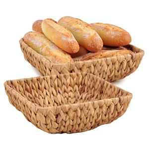 Giftdecor Opbergmandje/Broodmandje - 2x - gevlochten riet - naturel kleur - 26 x 26 x 8 cm -