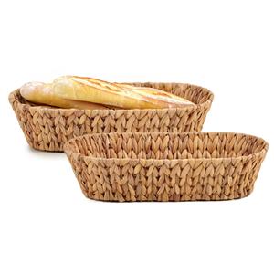 Giftdecor Opbergmandje/Broodmandje - 2x - gevlochten riet - naturel kleur - x 17 x 9 cm -