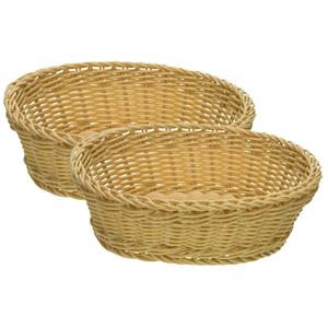 Cosy & Trendy 2x stuks ovale broodmanden/serveermanden beige kunststof L25 x B20 x H8 cm -