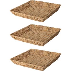 H&S Collection Broodmand - 3x - gevlochten riet - naturel - x x 6 cm -