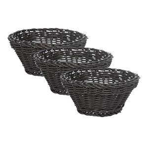 Cosy & Trendy 3x stuks ronde broodmanden/serveermanden zwart kunststof D15 x H7 cm -