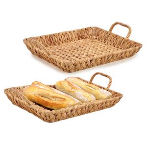Giftdecor Opbergmandje/Broodmandje - 2x - gevlochten riet - naturel kleur - 32 x x 10 cm -