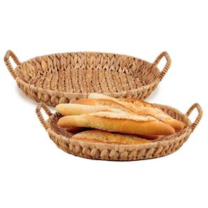 Giftdecor Opbergmandje/Broodmandje - 2x - gevlochten riet - naturel kleur - x x 10 cm -