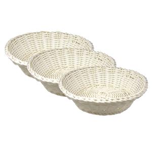 Cosy & Trendy 3x stuks ronde broodmanden/serveermanden wit kunststof D20 x H8 cm -