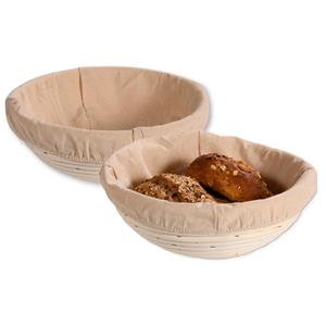 Kesper Broodmandje speciaal voor afbakbroodjes - 2x - nagaren/niet uitdrogen - met hoes - D22 x H8 cm -