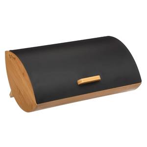 5five Broodtrommel - zwart - ,met afsluitbare klep - 35 x 23 x 17 cm - bamboe - vershoudtrommel -