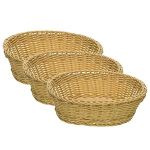 Cosy & Trendy 3x stuks ovale broodmanden/serveermanden beige kunststof L25 x B20 x H8 cm -