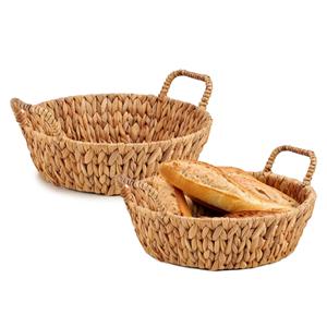 Giftdecor Opbergmandje/broodmandje - 2x - gevlochten riet - naturel kleur - 35 x 35 x 16 cm -
