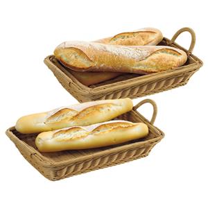 Kesper Brood/fruit mand - 2x - gevlochten kunststof - lichtbruin - rechthoek - L41 x B29 x H8 cm - broodman -