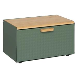 5five Broodtrommel met klep/deksel - bamboe hout/metaal - 35 x 21 x 23 cm - groen/naturel -