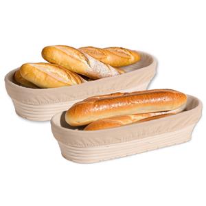 Kesper Broodmandje speciaal voor afbakbroodjes - 2x - nagaren/niet uitdrogen - met hoes - L35 x B15 x H8 cm -