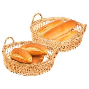 Cosy & Trendy Broodmandje/opbergmand met hengsels - 2x - gevlochten wilgen tak - lichtbruin - D36 x H14 cm -