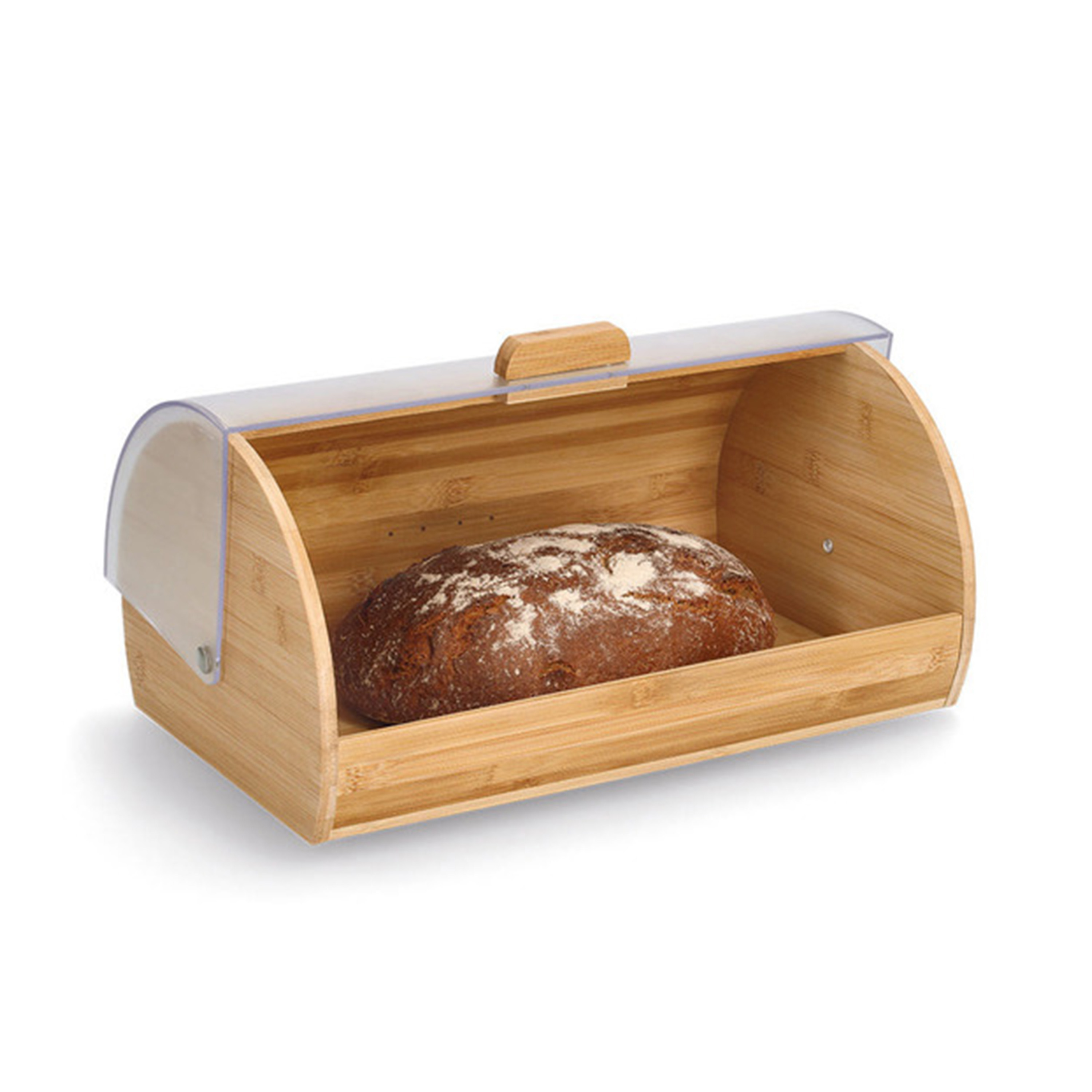 Zeller Luxe brood bewaar/trommel - bamboe - met transparante klep/deksel - x 25 x 19 cm -