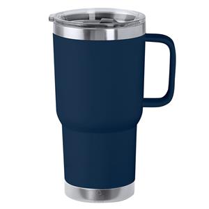 Merkloos Warmhoudbeker/thermosbeker STACY - tumbler - grote koffiebeker - RVS - donkerblauw - 590 ml -
