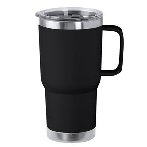 Merkloos Warmhoudbeker/thermosbeker STACY - tumbler - grote koffiebeker - RVS - zwart - 590 ml -